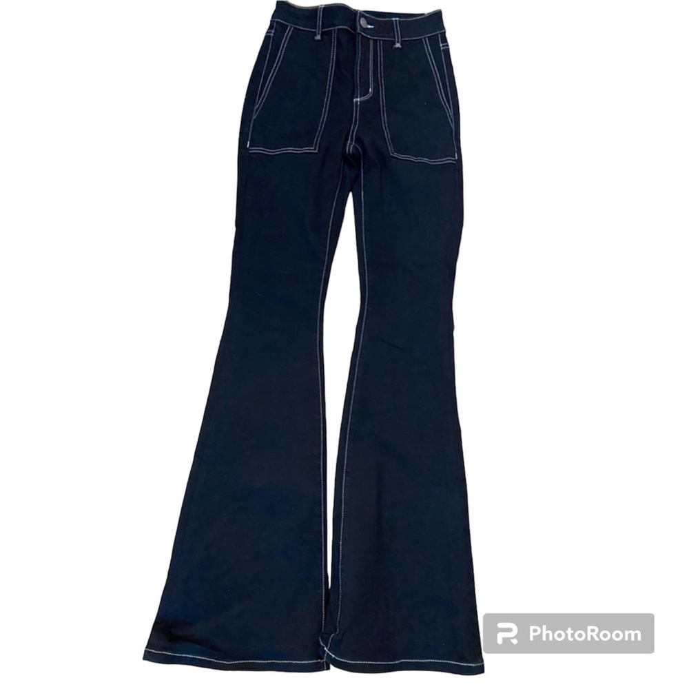 AFRM Revolve jeans, very dark blue denim, flared, size 25”.  Stretch.